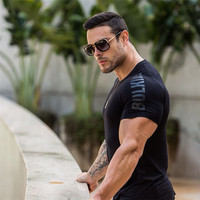 2021 nowy duży typ mężczyźni koszulka kompresyjna mężczyźni Sporting wąska koszulka koszula mężczyzna siłownie T-shirt do biegania Fitness sport mężczyźni t-shirty 6